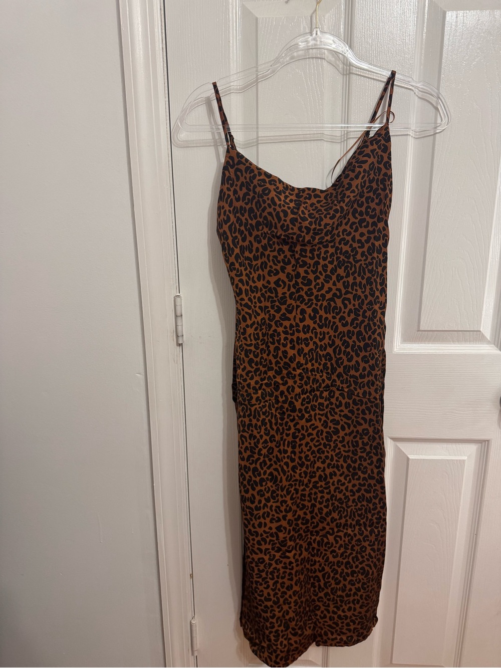 Good American Leopard Slip Midi Dress - Brown & Black